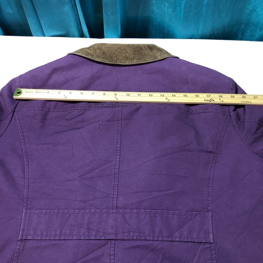 LL Bean womens plum purple quilted chore barn coat L corduroy trim 267097 lined - Picture 14 of 16